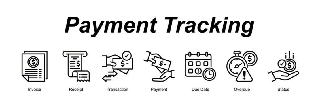 Payment Tracking banner web icon vector illustration concept with an icon of Invoice, Receipt, Transaction, Payment, Due Date, Overdue, Status 