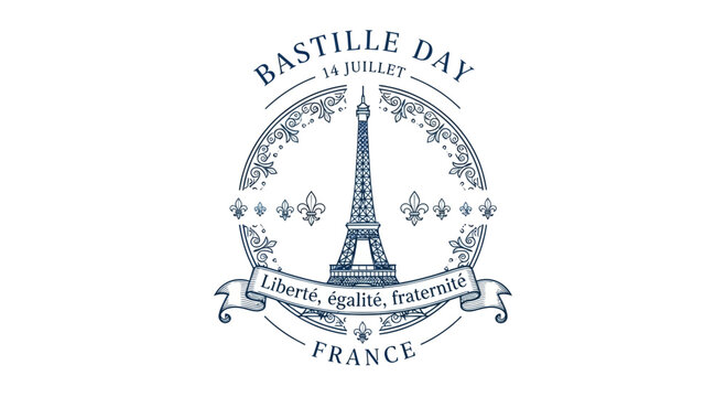 Bastille Day France Eiffel Tower Emblem Libert&eacute; Egalit&eacute; Fraternit&eacute; Emblem