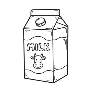 Illustrated Milk Carton with Cow Logo on Simple White Carton.