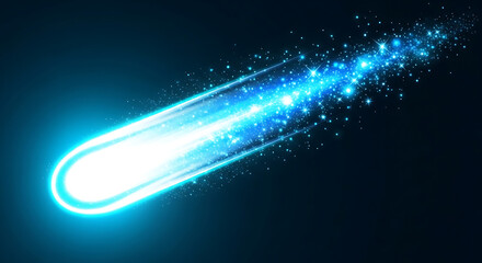 Obraz premium Glowing blue comet streaking through dark space