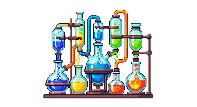 Vintage Chemistry Lab Equipment Illustration.