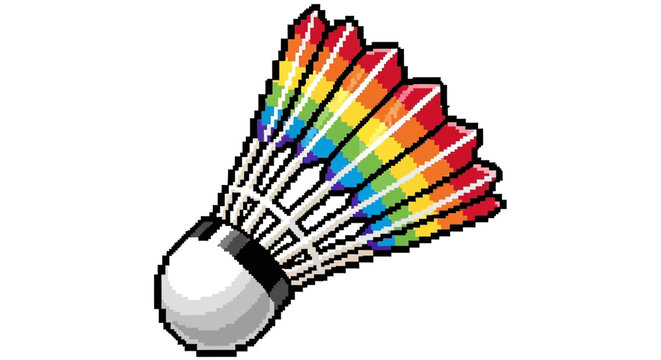 Colorful Badminton Shuttlecock Pixel Art Design.