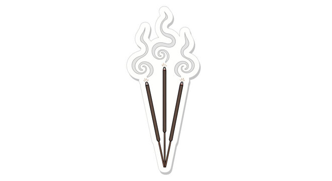Burning Incense Sticks with Swirling Smoke