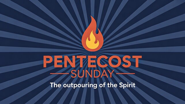 Pentecost sunday with holy flame and radiant rays symbolizing outpouring of spirit illustration