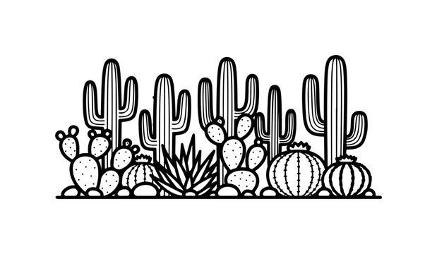 Desert Cactus and Prickly Pear Illustration