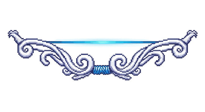 Elegant Ornate Bow Weapon With Glowing Blue String.