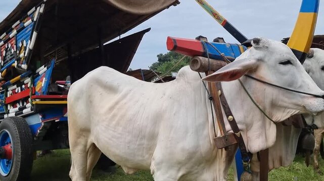 Decorated cart  white ox.