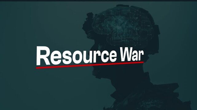 Resource War Text Over Head Silhouette Background