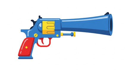 Naklejka premium Brightly Colored Toy Revolver Gun with Red Handle.