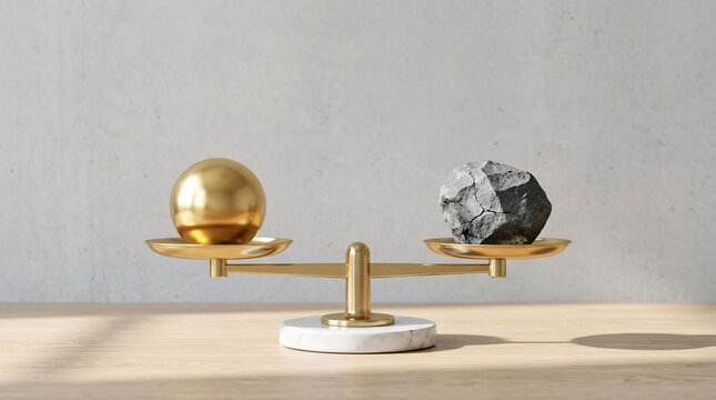 Balance conceptuelle entre or et pierre