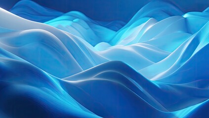 Obraz premium Luminous blue waves flow, creating a fluid, abstract, and serene landscape