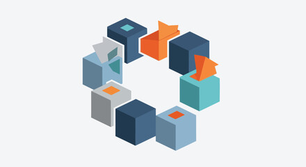 Obraz premium Colorful 3D cubes in circle formation.