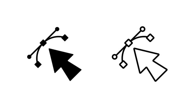Pen Tool Cursor icon. outline glyph flat filled line style