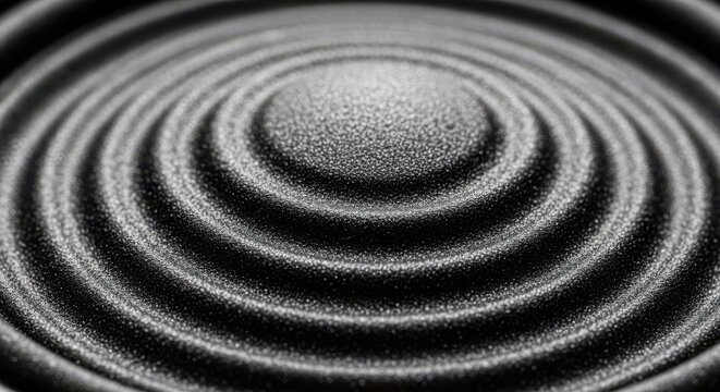 Detailed Macro View of a Speaker Cone Vibrating with Concentric Sound Waves