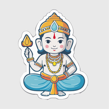 Charming illustration of Kubera, Hindu god of wealth