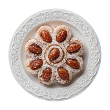 Makroud - Tunisia semolina date pastry plate isolated on a white background