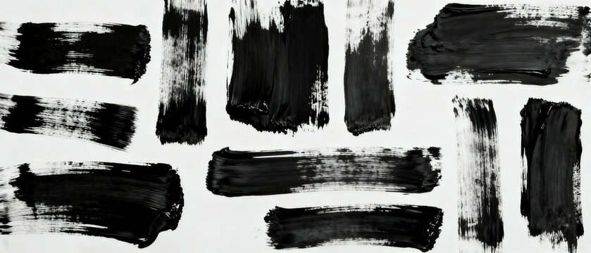 Abstract Black Brush Strokes on White Background
