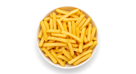 Bowl of crispy french fries with fast food with junk food with side dish