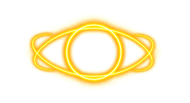 Abstract glowing yellow neon eye shape