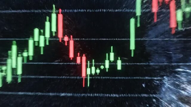 Futuristic digital cryptocurrency stock market exchange with glowing neon financial data charts showing high tech blockchain technology trading and global investment statistics visualization