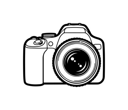 Minimalist DSLR Camera Vector Illustration