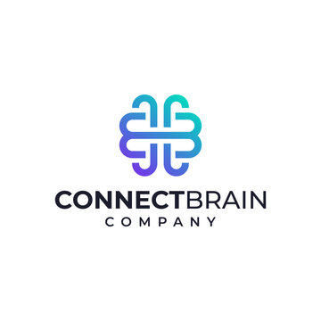 Vector logo of an interconnected brain network.