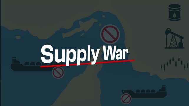 Supply War Text Over Maritime Map Background