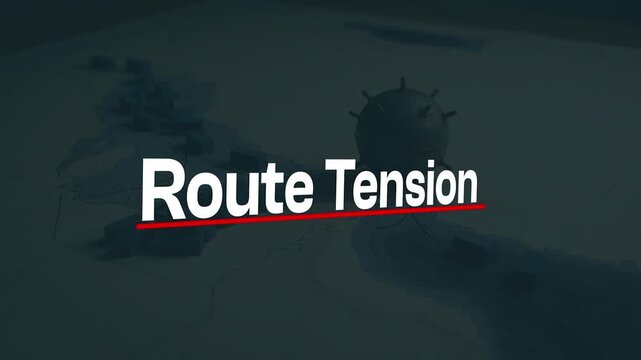 Route Tension Text Over Maritime Map Background