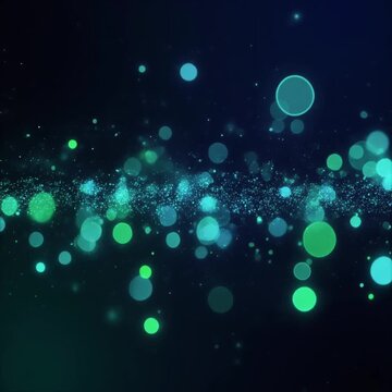 漆黒のベルベット背景にブルーグリーンの光粒子とキラメキが舞う スクエア背景ループ 広告・ブランド素材用 1:1 4K