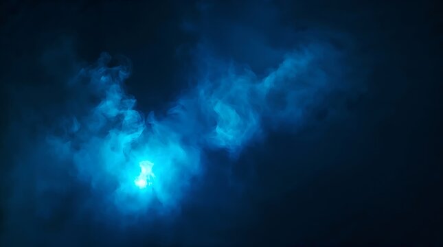 Mystical blue nebula illuminating the cosmic night