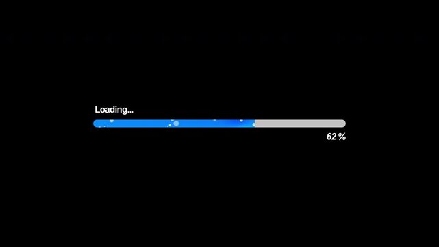 Simple Bar Loading Animation Gradient Blue With Particle Effect and Percentage Loop Transparent Background