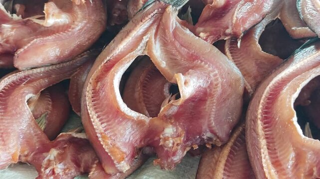 Dried snakehead fish, prepared by sun-drying.