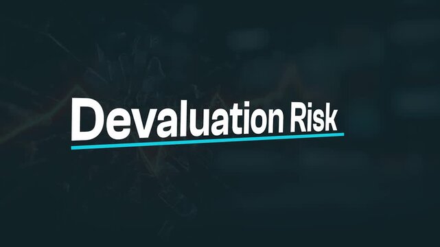 Devaluation Risk Text Over Digital Data Background