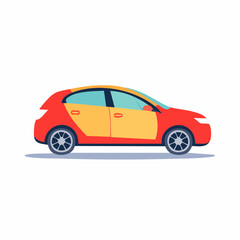 Obraz premium Red and Yellow Two-Tone Hatchback Car Illustration