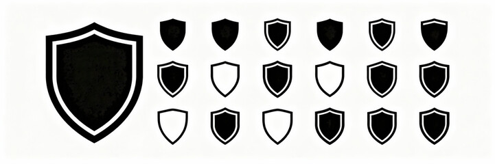 Obraz premium Shield Icons Collection with Black and White Variations