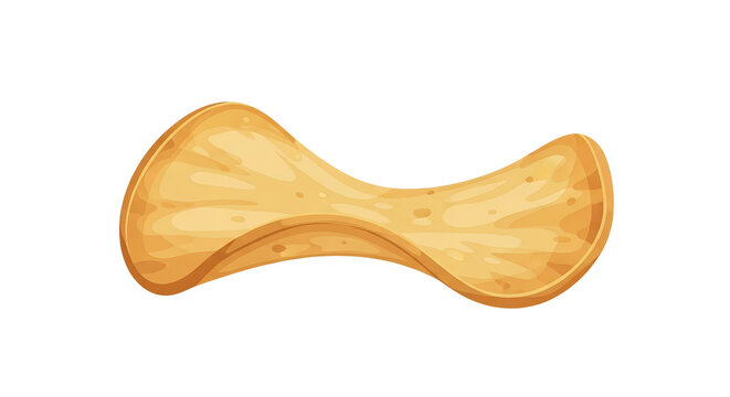 Single Crunchy Wavy Potato Chip Isolated on White Background - Delicious Golden Fried Snack Illustration