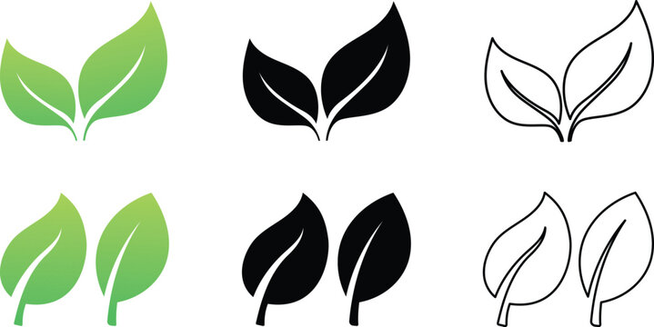 Minimalist two leaf icon. Nature organic isolated illustration. Versatile Leaf Icons for Nature, Organic, and Eco Designs.