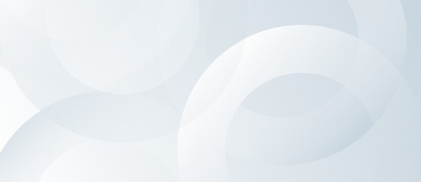 White abstract background with overlapping circular shapes. Minimal grey abstract flow background smooth curved shapes design.