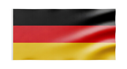 Obraz premium Waving German Flag with Black, Red, and Gold Stripes on White Background