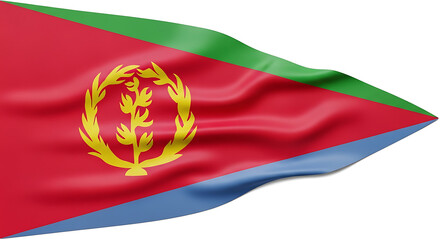 Obraz premium Waving Eritrean flag, national symbol with emblem on red, green, and blue background