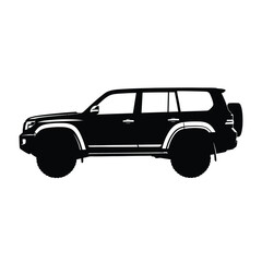 Fototapeta premium Black silhouette of a large rugged suv vehicle isolated on white