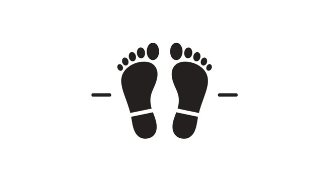 Black Footprints on White Background.