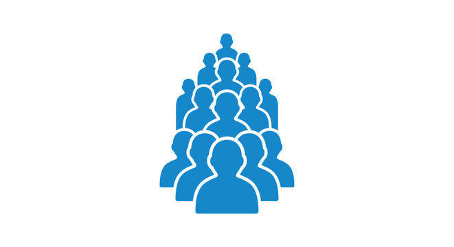 Blue silhouette people crowd icon.