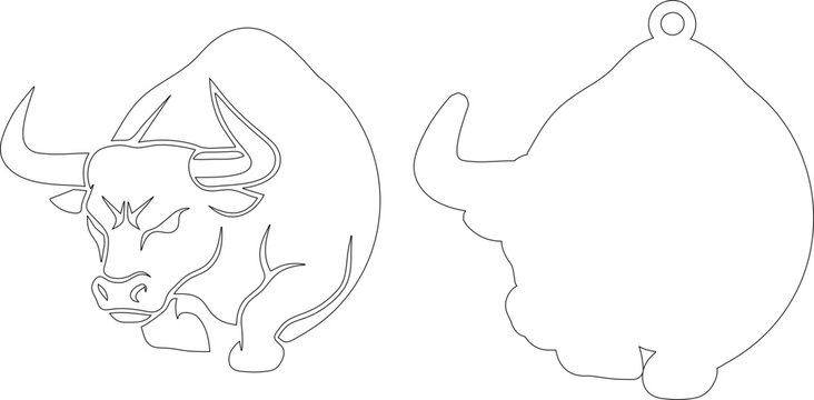Angry Bull Head Mascot - Laser Cut Design for Keychain SVG DXF