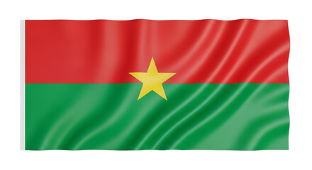Obraz premium Waving flag of Burkina Faso with red and green stripes and yellow star