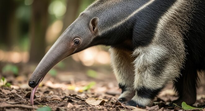 Giant Anteater Foraging on Forest Floor.