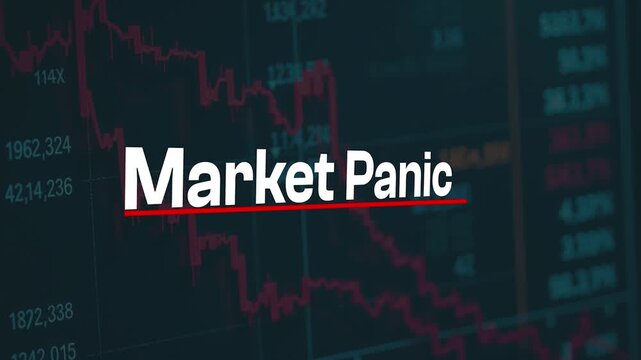 Market Panic Text Over Declining Stock Chart Background