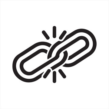 Broken Link Outline Icon for Web Connection Error
