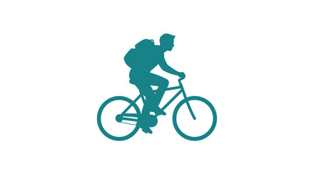 Fototapeta premium Silhouette of cyclist riding a bicycle.