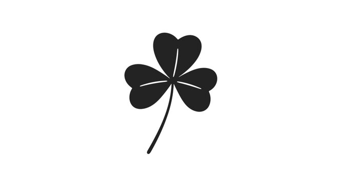 Black Four Leaf Clover Illustration Isolated.